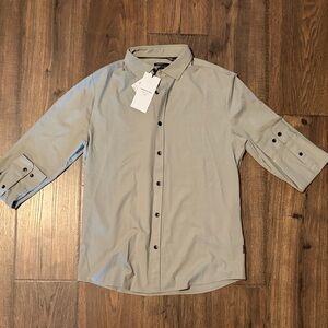 Kenneth Cole Men's Light Gray Casual Button-Down Shirt